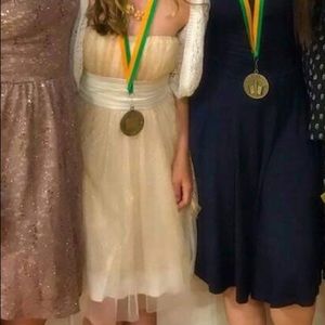 White and gold semi formal dress perfect for graduation or other fancy events